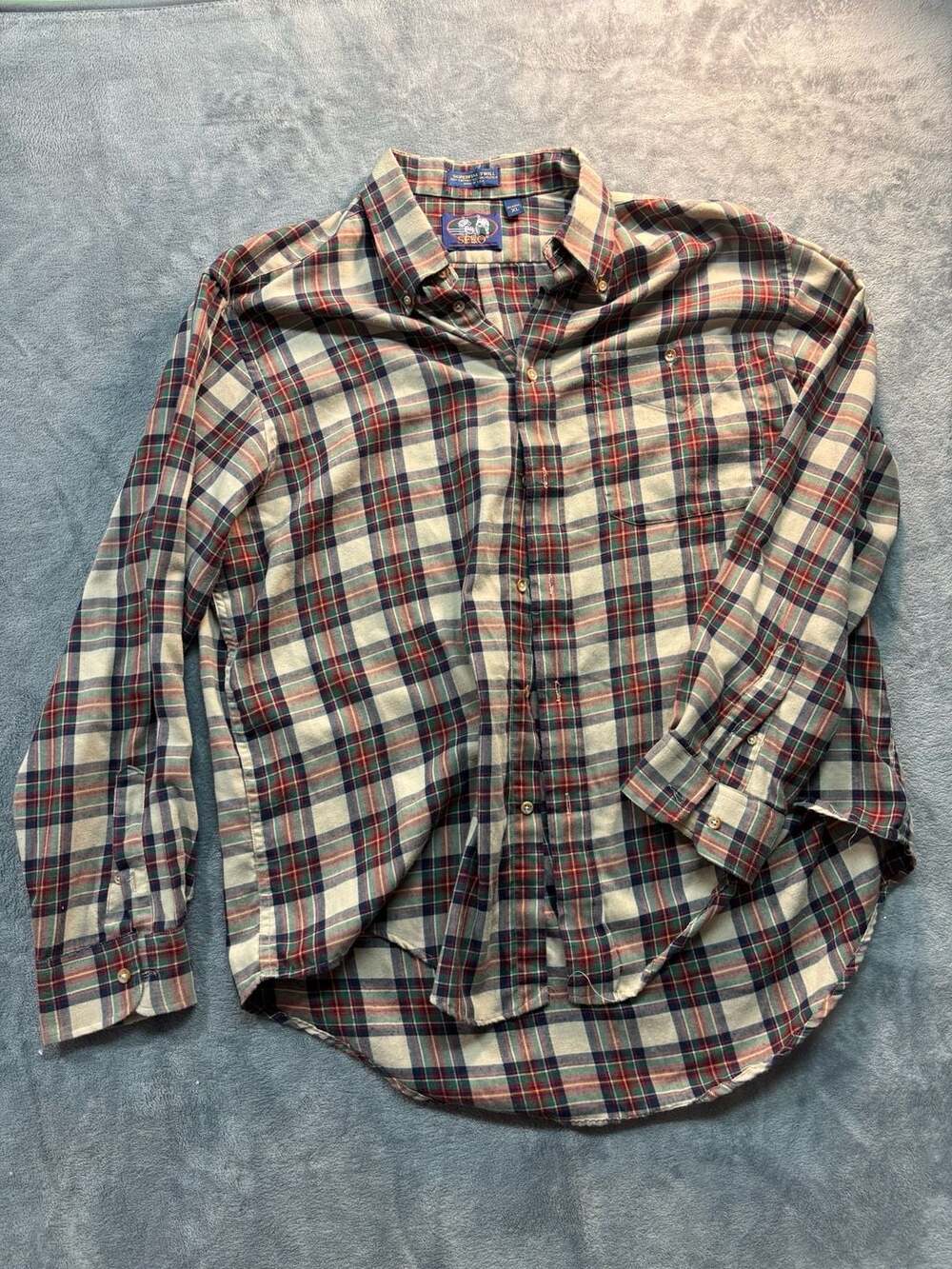 Vintage Sero Superfine Twill Plaid Long Sleeve Button-Down Shirt